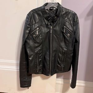 Black pleather motorcycle jacket, great condition.